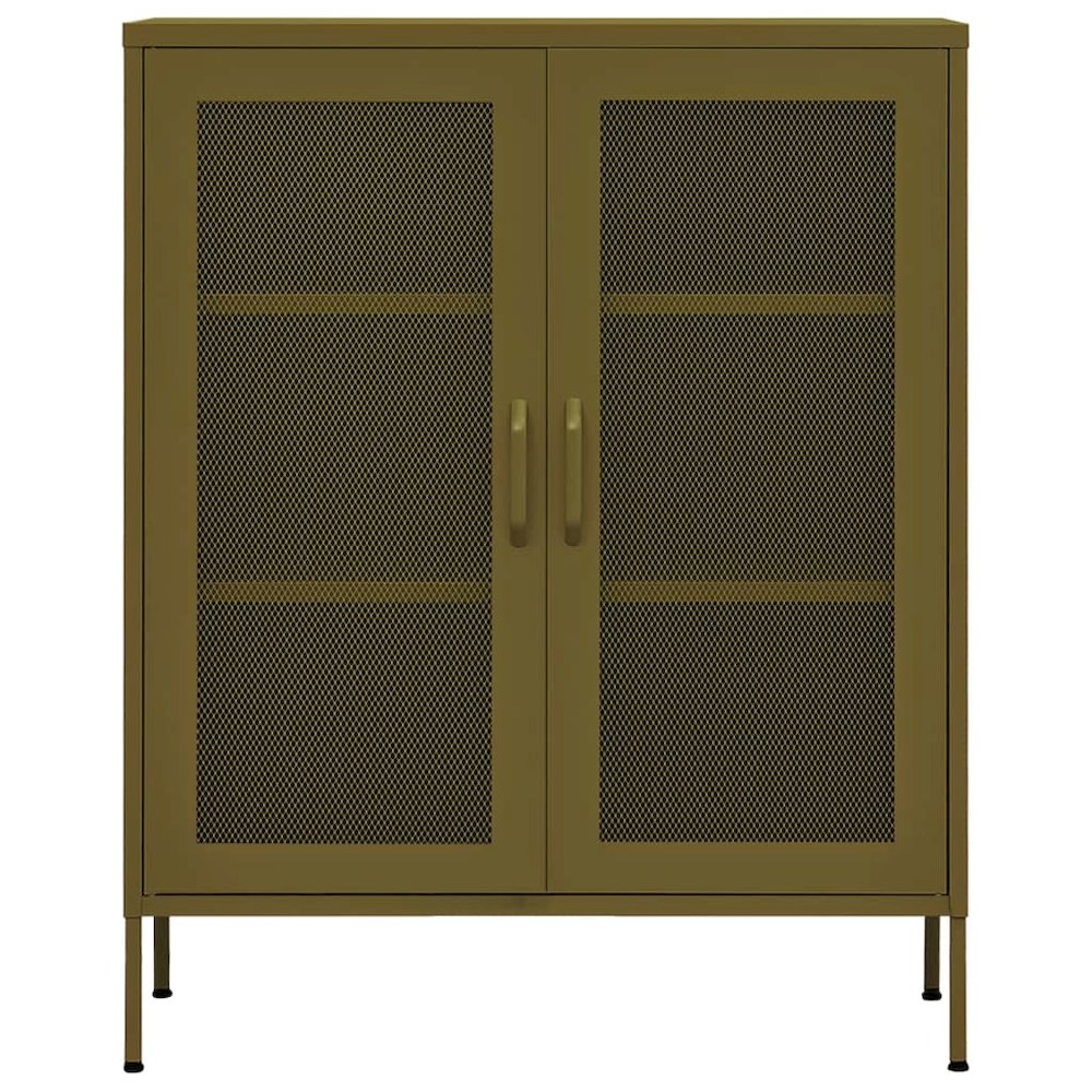 vidaXL Storage Cabinet Olive Green 31.5"x13.8"x40" Steel. Picture 3