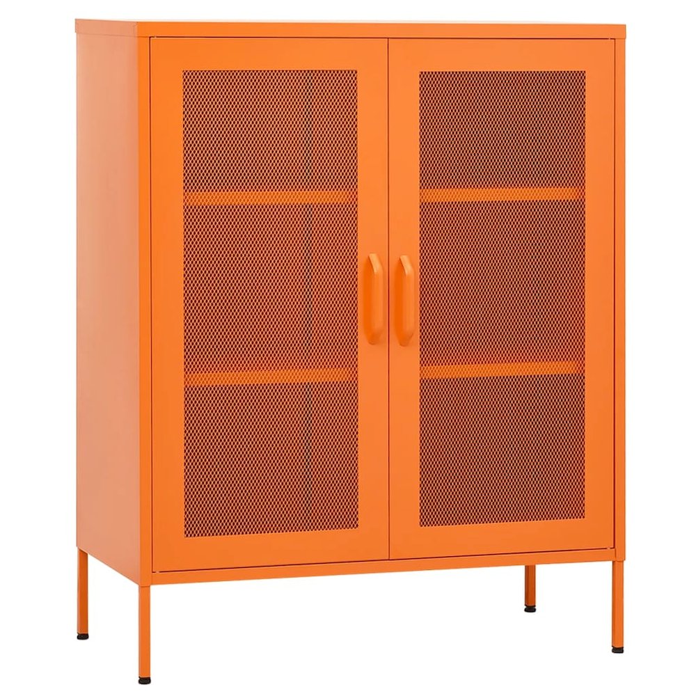 Storage Cabinet Orange Steel Medium Storage Cabinet Rectangular. Picture 2