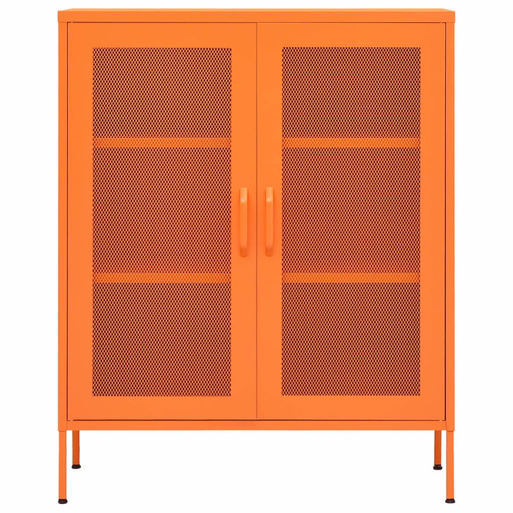 Storage Cabinet Orange Steel Medium Storage Cabinet Rectangular. Picture 3
