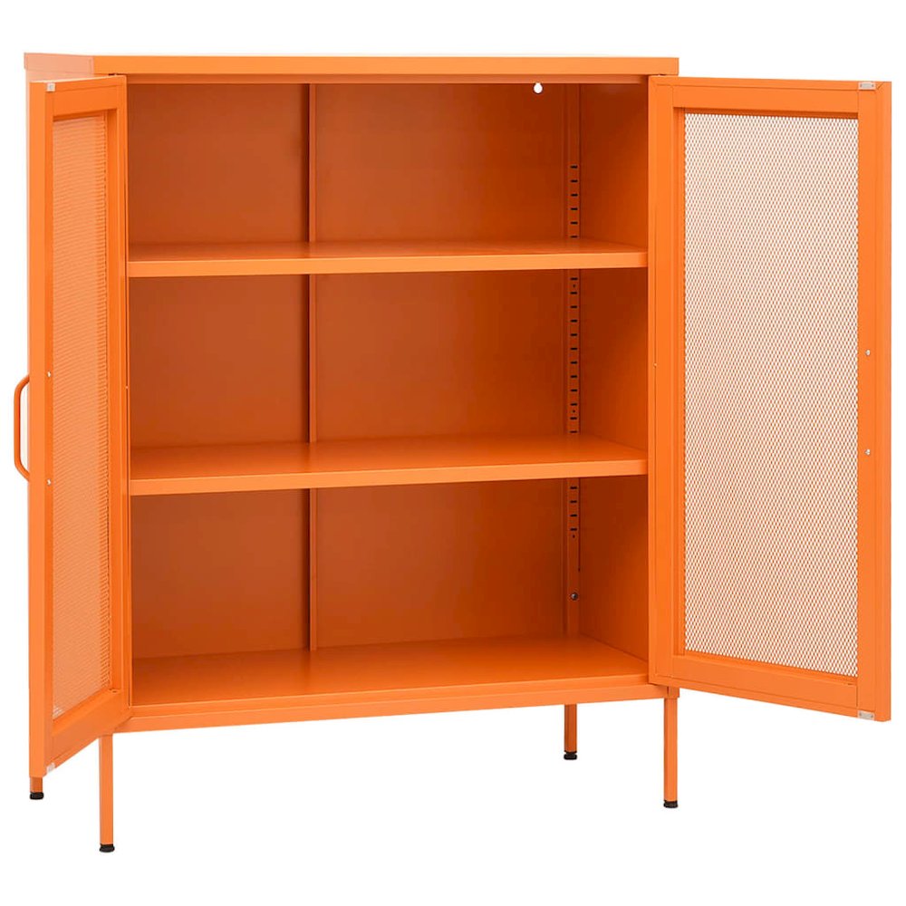 Storage Cabinet Orange Steel Medium Storage Cabinet Rectangular. Picture 4