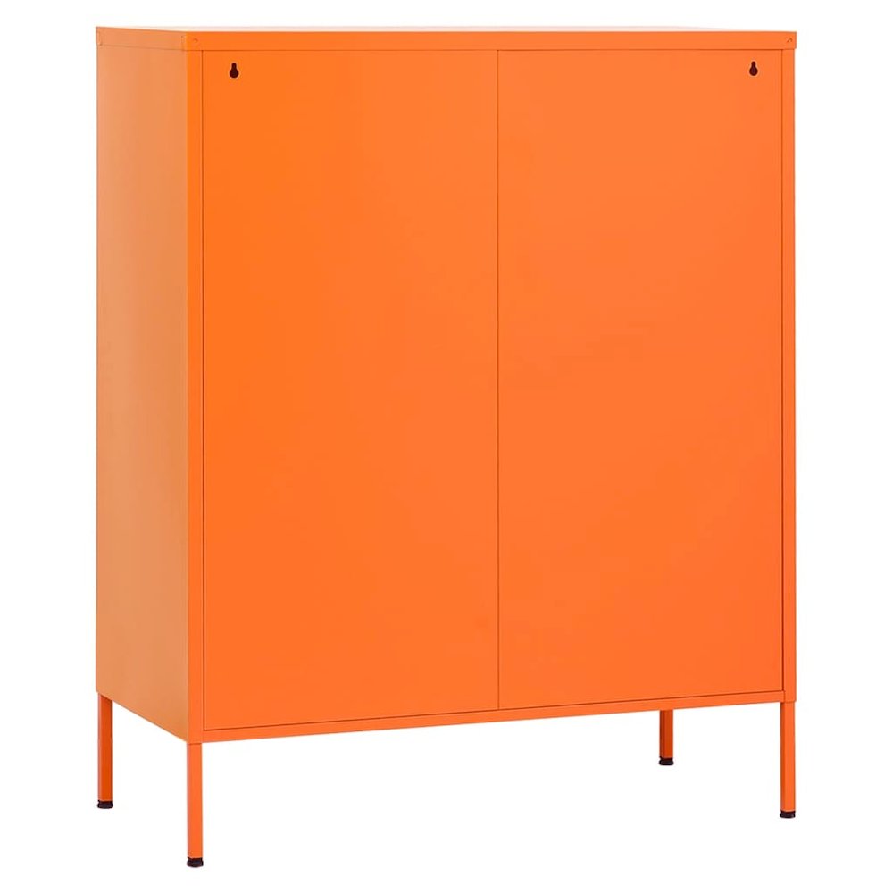 Storage Cabinet Orange Steel Medium Storage Cabinet Rectangular. Picture 6