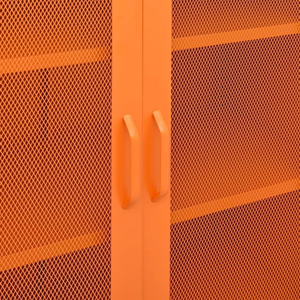 Storage Cabinet Orange Steel Medium Storage Cabinet Rectangular. Picture 8