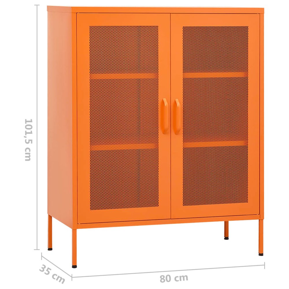 Storage Cabinet Orange Steel Medium Storage Cabinet Rectangular. Picture 9