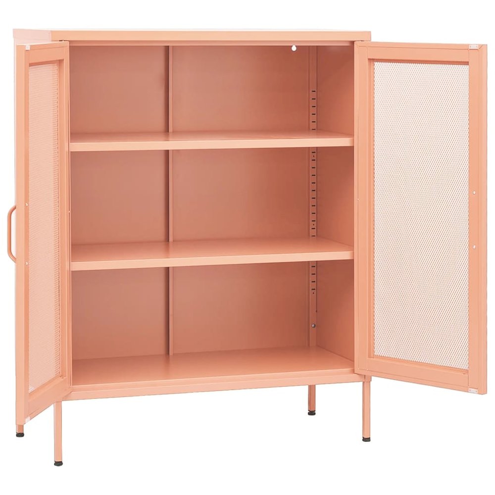 vidaXL Storage Cabinet Pink 31.5"x13.8"x40" Steel, 336175. Picture 4