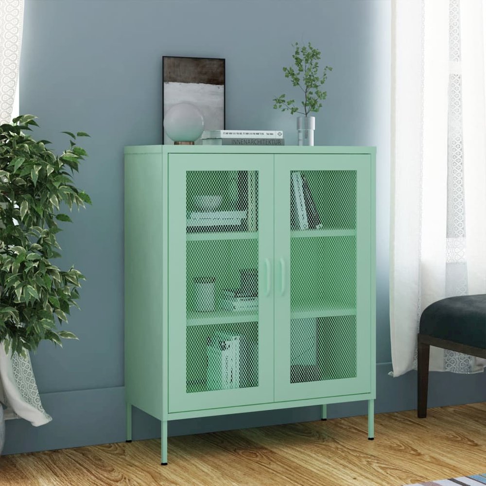 Storage Cabinet Mint Steel Medium Levelers Storage Cabinet. Picture 1