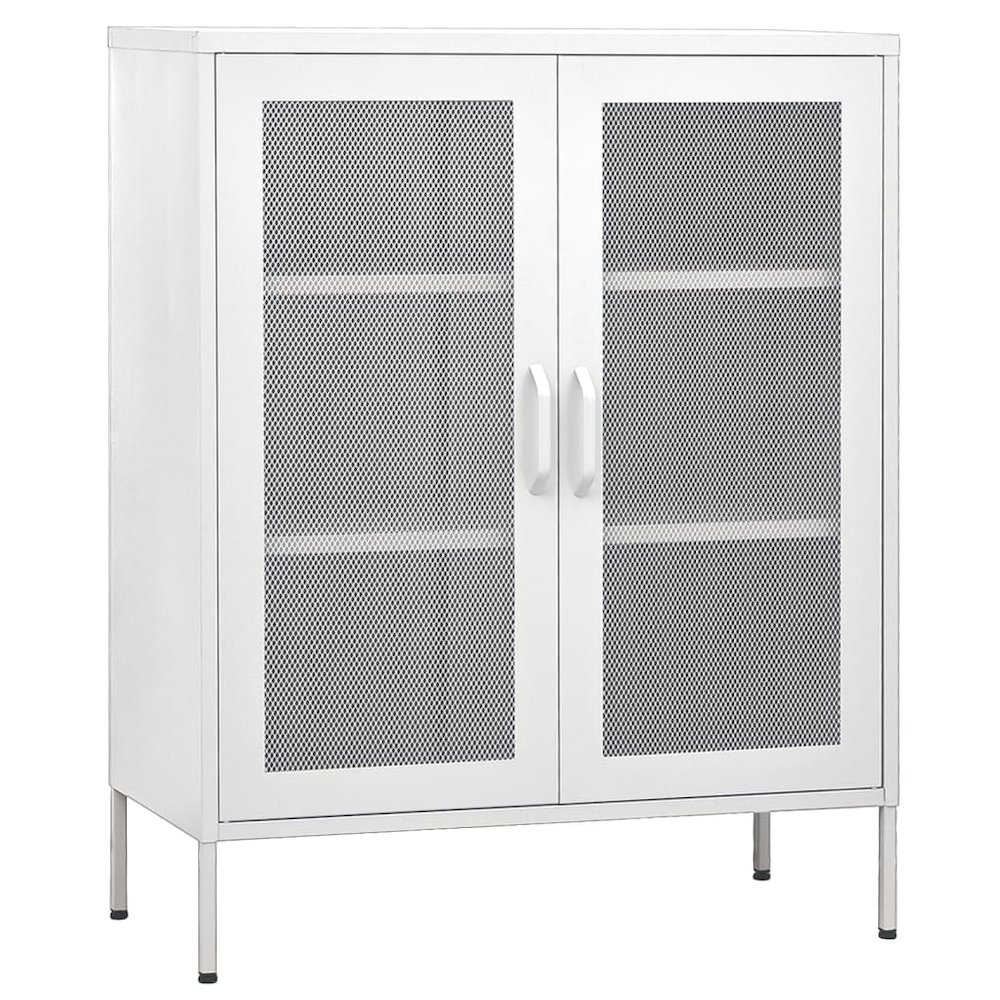 vidaXL Storage Cabinet White 31.5"x13.8"x40" Steel, 336179. Picture 2