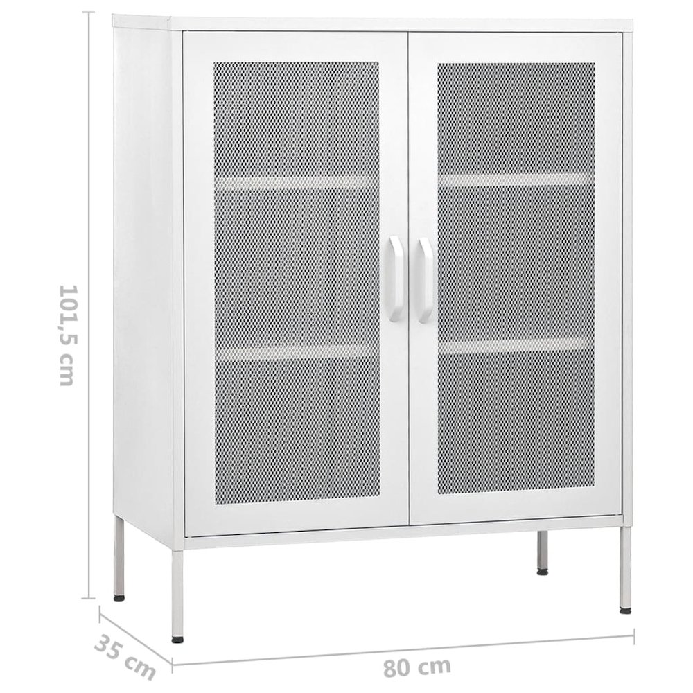 vidaXL Storage Cabinet White 31.5"x13.8"x40" Steel, 336179. Picture 9