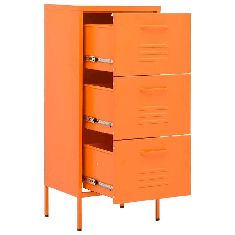 Storage Cabinet Orange Steel Medium Levelers Storage Cabinet. Picture 6