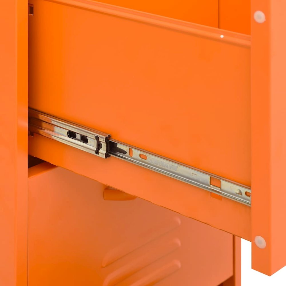 Storage Cabinet Orange Steel Medium Levelers Storage Cabinet. Picture 9