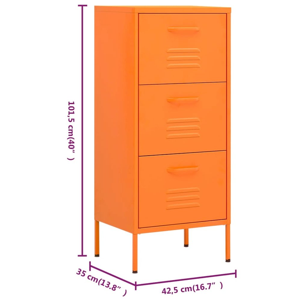 Storage Cabinet Orange Steel Medium Levelers Storage Cabinet. Picture 10