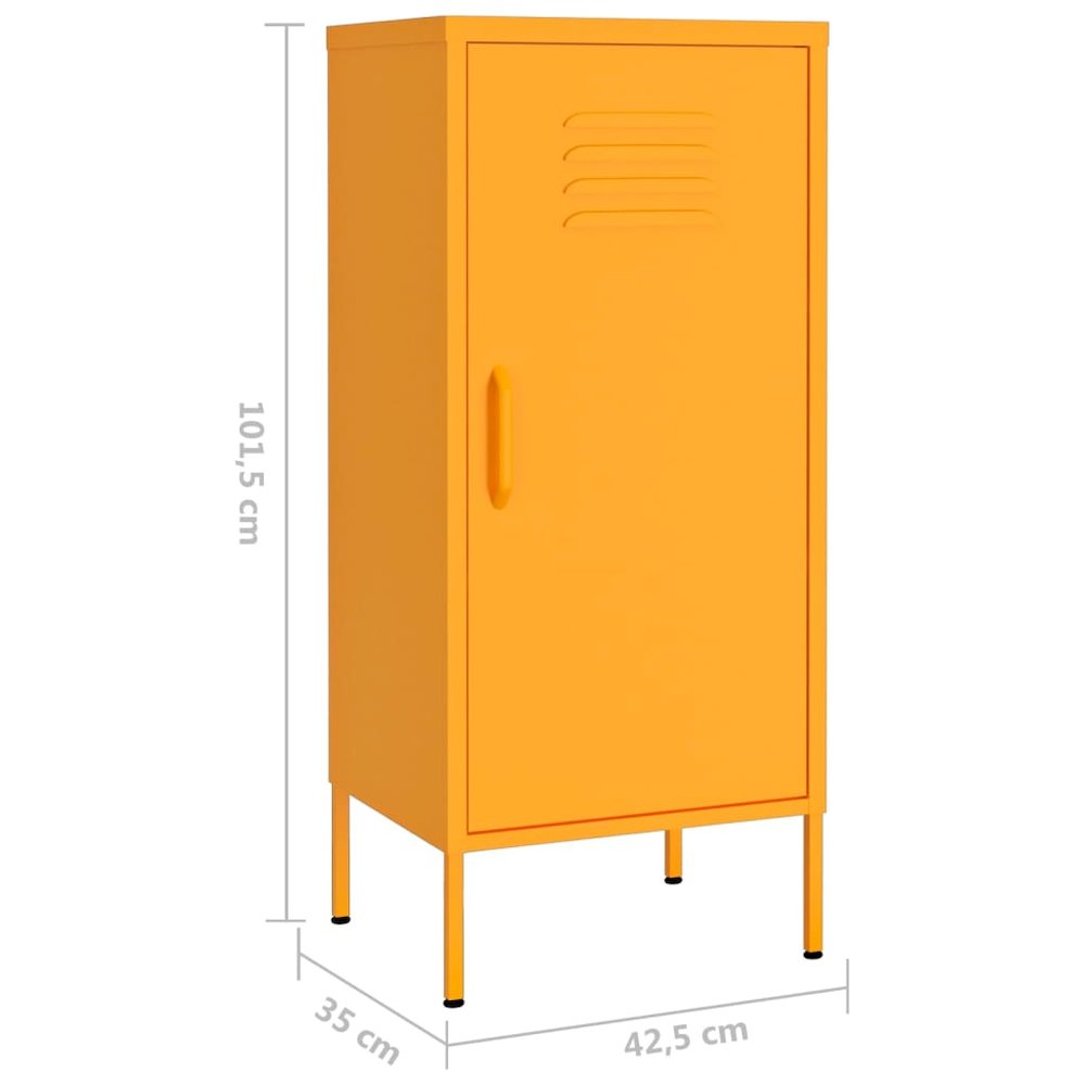 Storage Cabinet Mustard Yellow Steel Medium Storage Cabinet. Picture 8