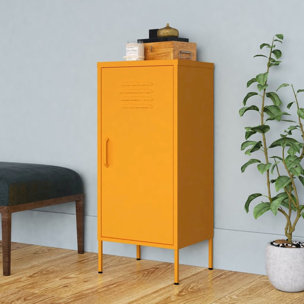 Storage Cabinet Mustard Yellow Steel Medium Storage Cabinet. Picture 1