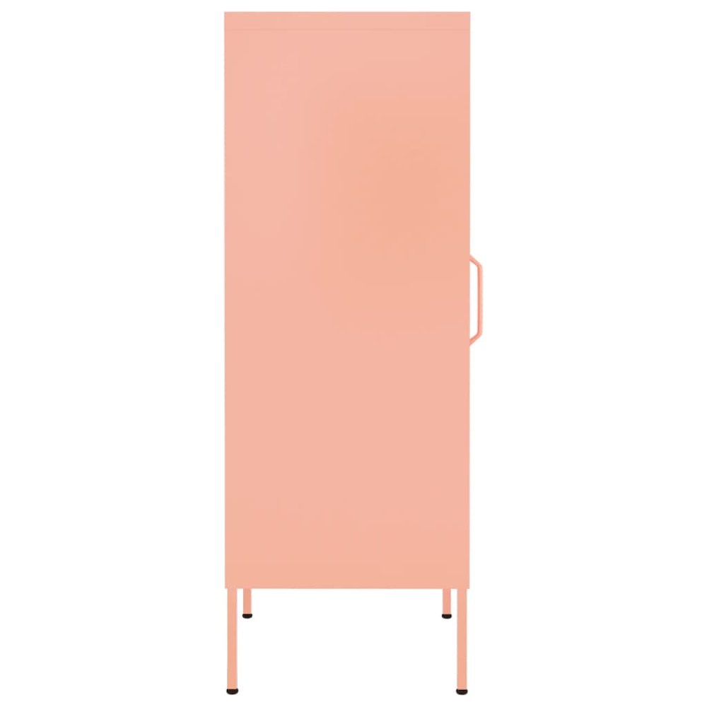 Storage Cabinet Pink Steel Medium Storage Cabinet Rectangular. Picture 4