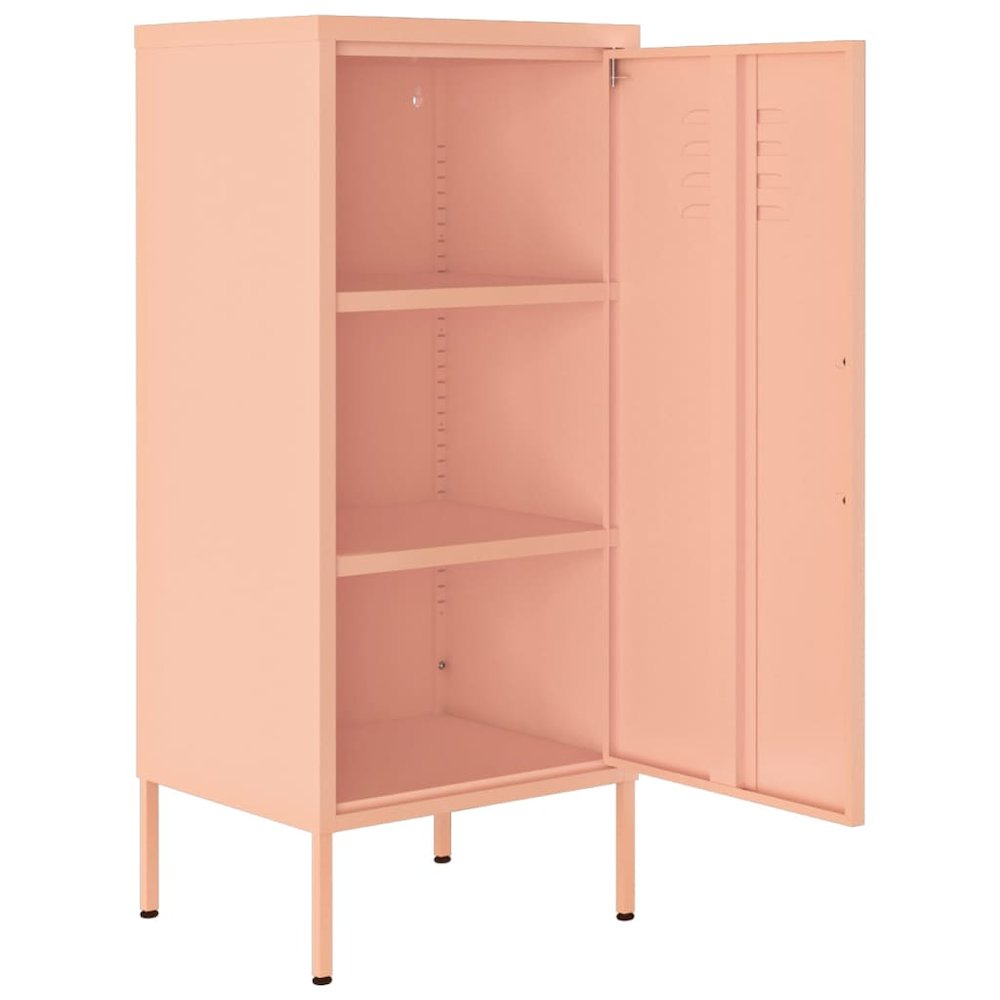 Storage Cabinet Pink Steel Medium Storage Cabinet Rectangular. Picture 6