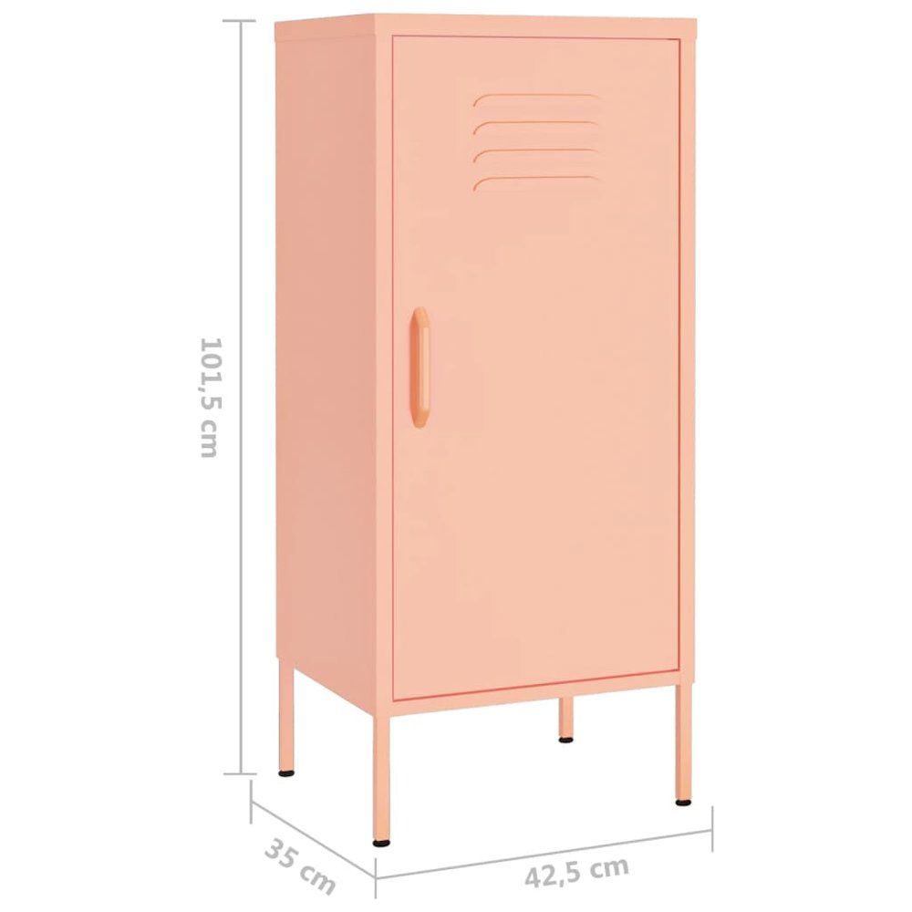 Storage Cabinet Pink Steel Medium Storage Cabinet Rectangular. Picture 8