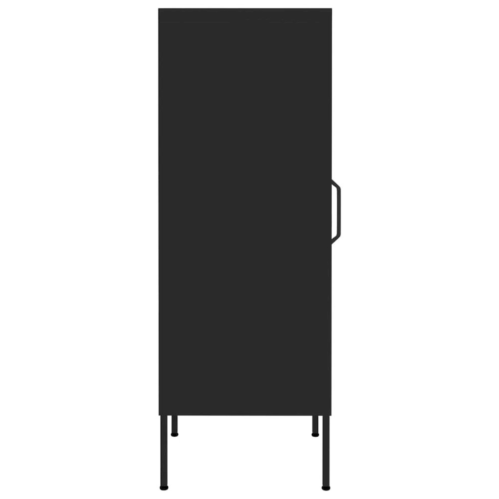 Storage Cabinet Black Steel Medium Storage Cabinet Rectangular. Picture 4