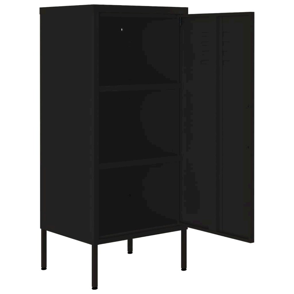 Storage Cabinet Black Steel Medium Storage Cabinet Rectangular. Picture 6