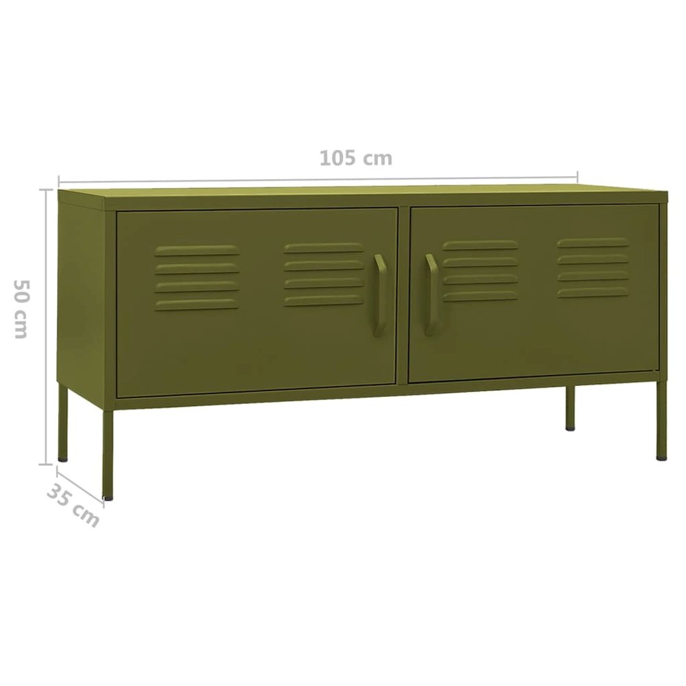 TV Cabinet Olive Green Steel 41.3 in x 13.8 in x 19.7 in. Picture 10
