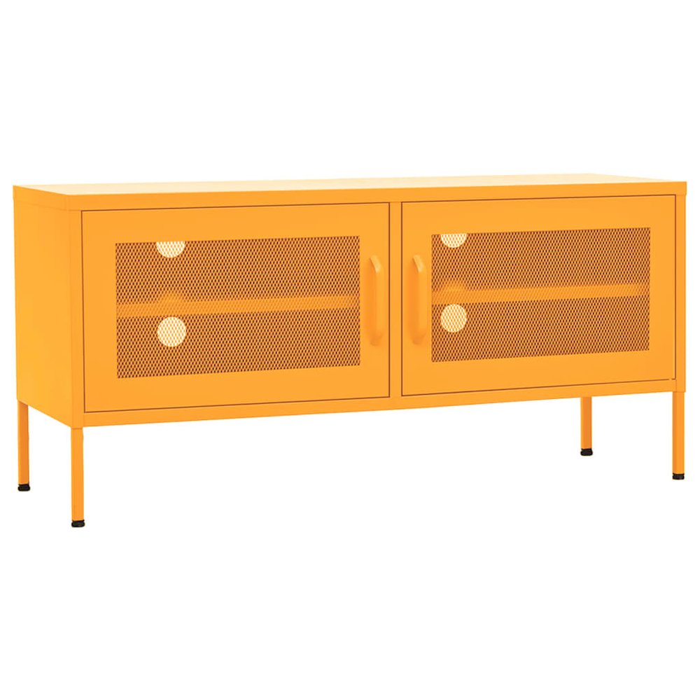 vidaXL TV Cabinet Mustard Yellow 41.3"x13.8"x19.7" Steel. Picture 2