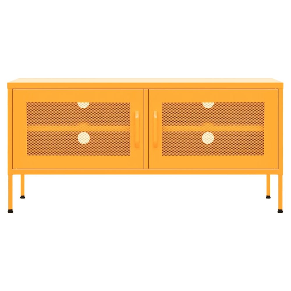 vidaXL TV Cabinet Mustard Yellow 41.3"x13.8"x19.7" Steel. Picture 3
