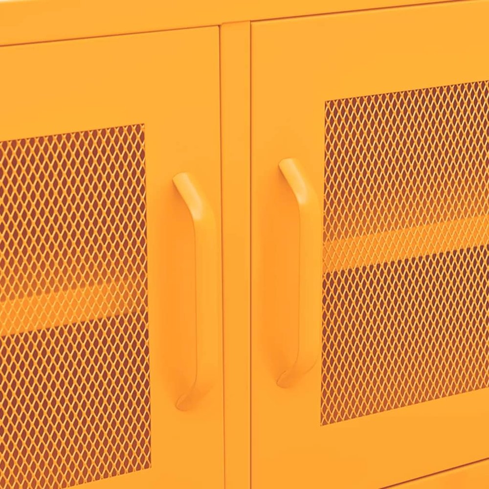vidaXL TV Cabinet Mustard Yellow 41.3"x13.8"x19.7" Steel. Picture 8