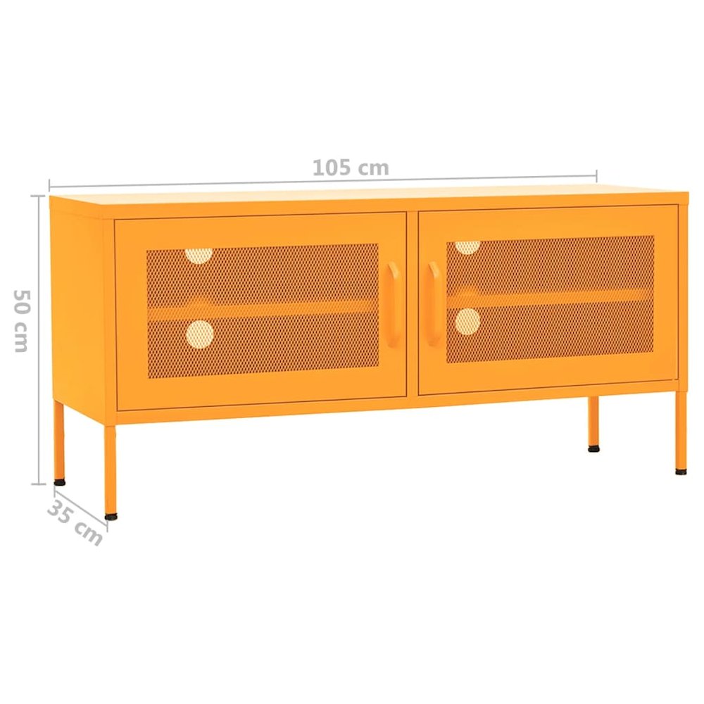 vidaXL TV Cabinet Mustard Yellow 41.3"x13.8"x19.7" Steel. Picture 9