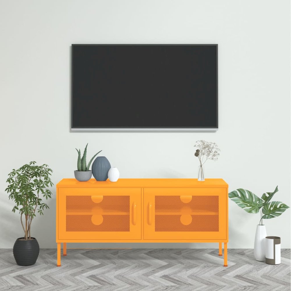 vidaXL TV Cabinet Mustard Yellow 41.3"x13.8"x19.7" Steel. Picture 1