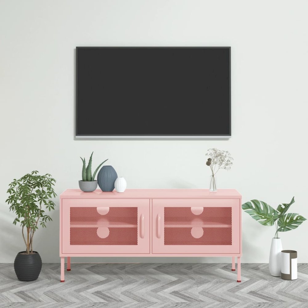 TV Stand Pink 41.3"x13.8"x19.7" Steel. Picture 1