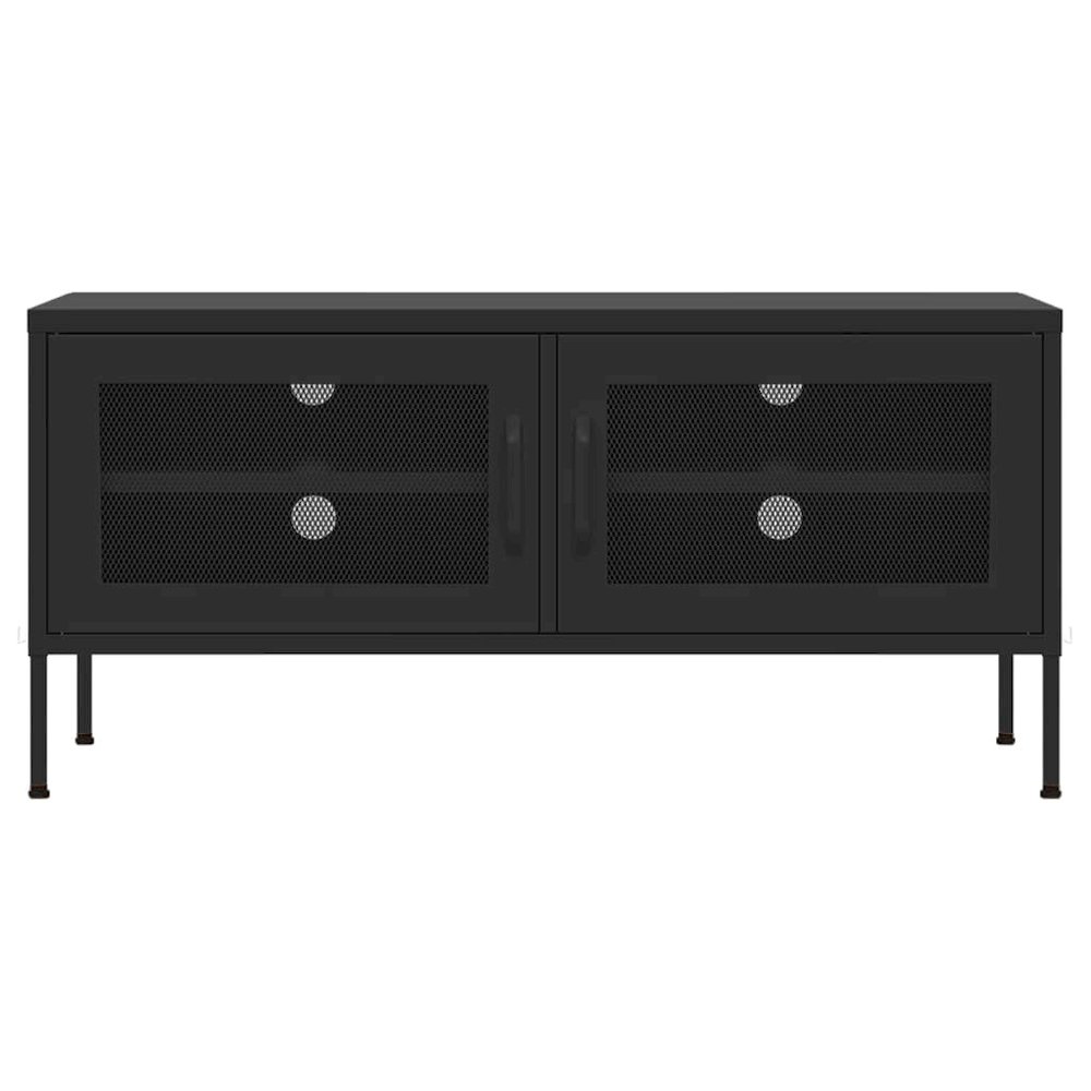 TV Cabinet Black Steel 41.3 x 13.8 x 19.7 in Levelers. Picture 3