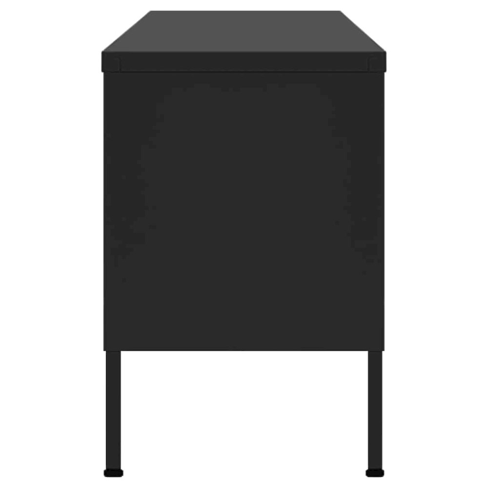 TV Cabinet Black Steel 41.3 x 13.8 x 19.7 in Levelers. Picture 4