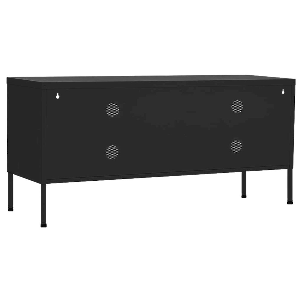 TV Cabinet Black Steel 41.3 x 13.8 x 19.7 in Levelers. Picture 5