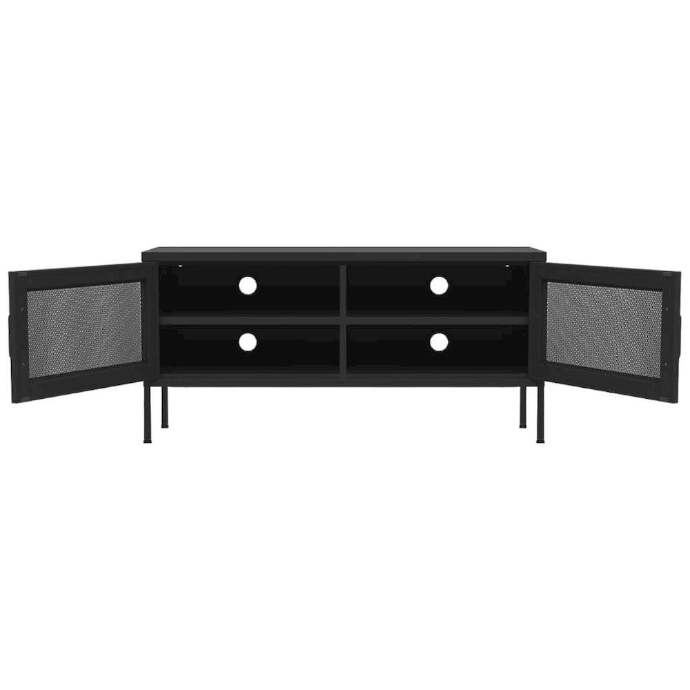 TV Cabinet Black Steel 41.3 x 13.8 x 19.7 in Levelers. Picture 6