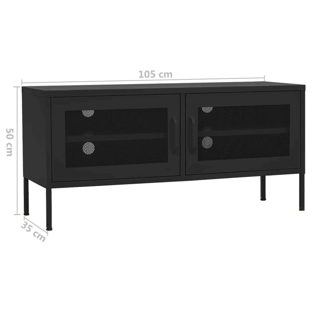 TV Cabinet Black Steel 41.3 x 13.8 x 19.7 in Levelers. Picture 9