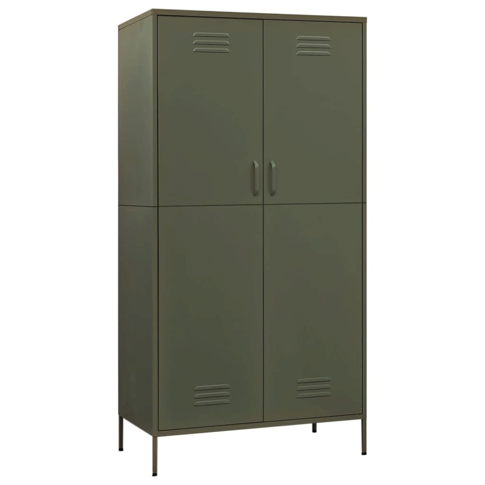 Wardrobe Olive Green 35.4"x19.7"x70.9" Steel. Picture 2
