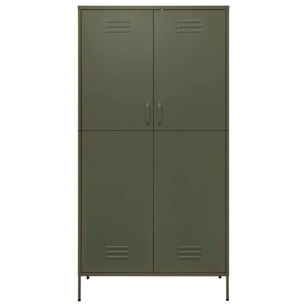 Wardrobe Olive Green 35.4"x19.7"x70.9" Steel. Picture 3