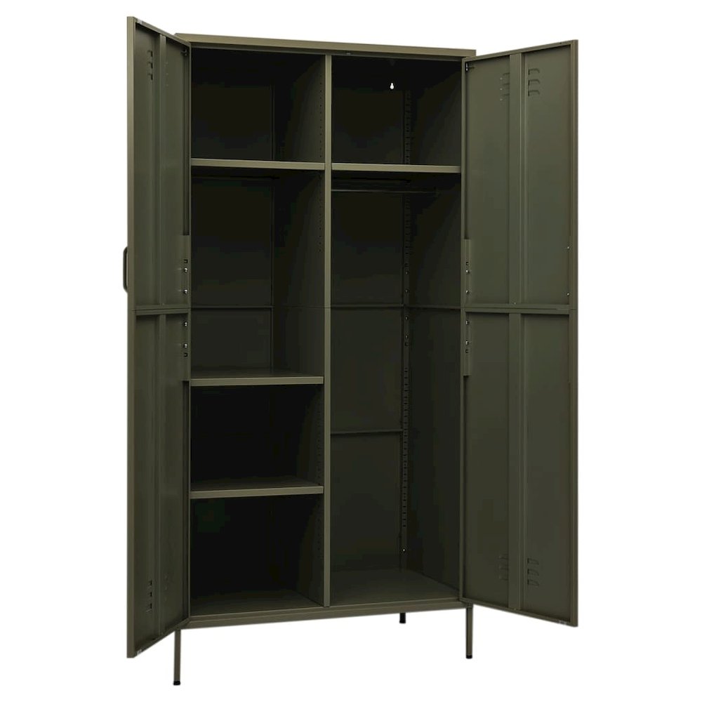 Wardrobe Olive Green 35.4"x19.7"x70.9" Steel. Picture 6