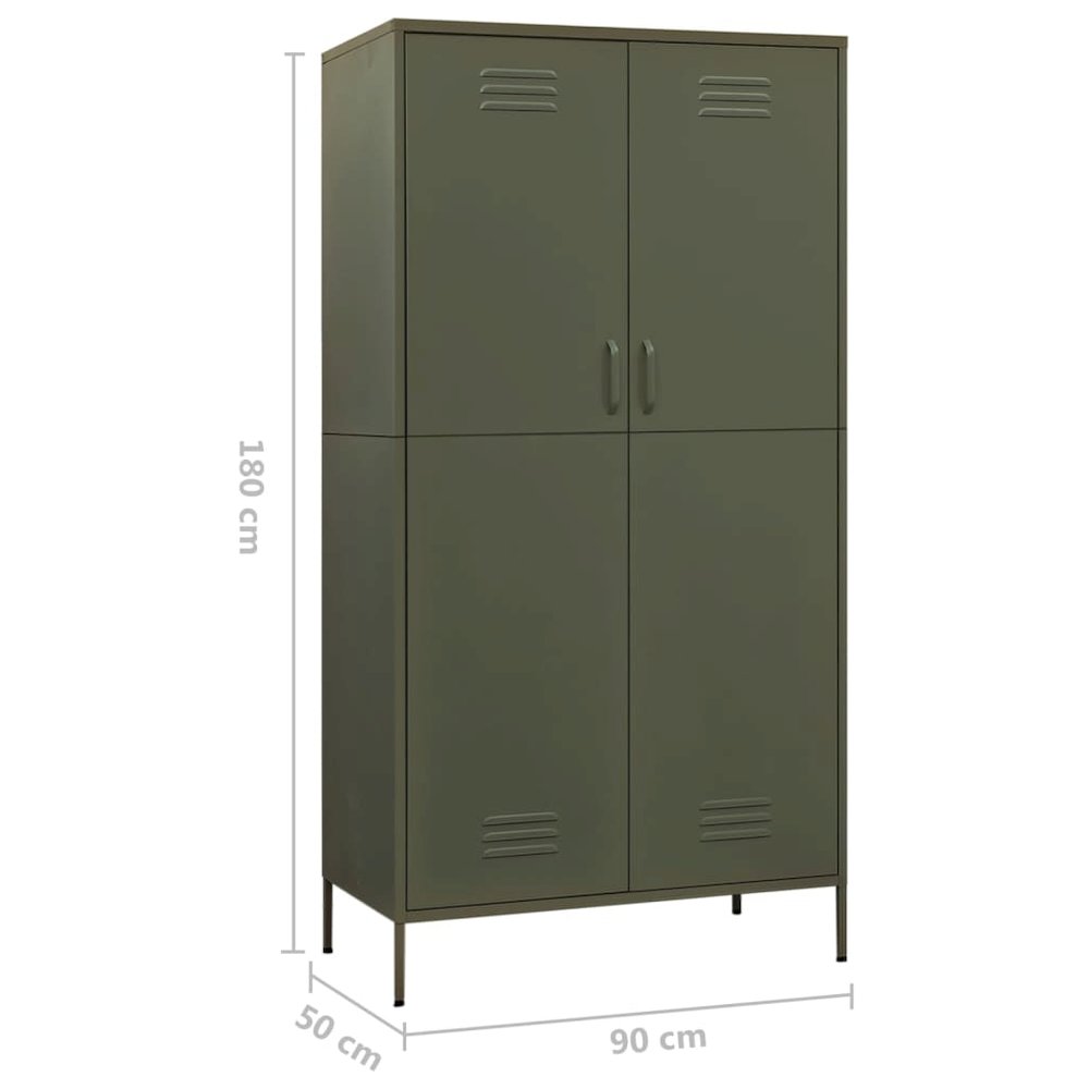 Wardrobe Olive Green 35.4"x19.7"x70.9" Steel. Picture 10