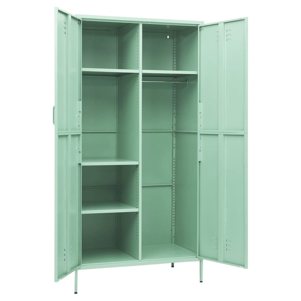 Wardrobe Mint Steel 35.4 x 19.7 x 70.9 in Modern Mint Wardrobe. Picture 6