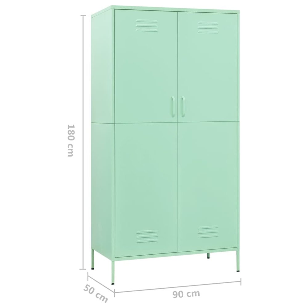Wardrobe Mint Steel 35.4 x 19.7 x 70.9 in Modern Mint Wardrobe. Picture 10