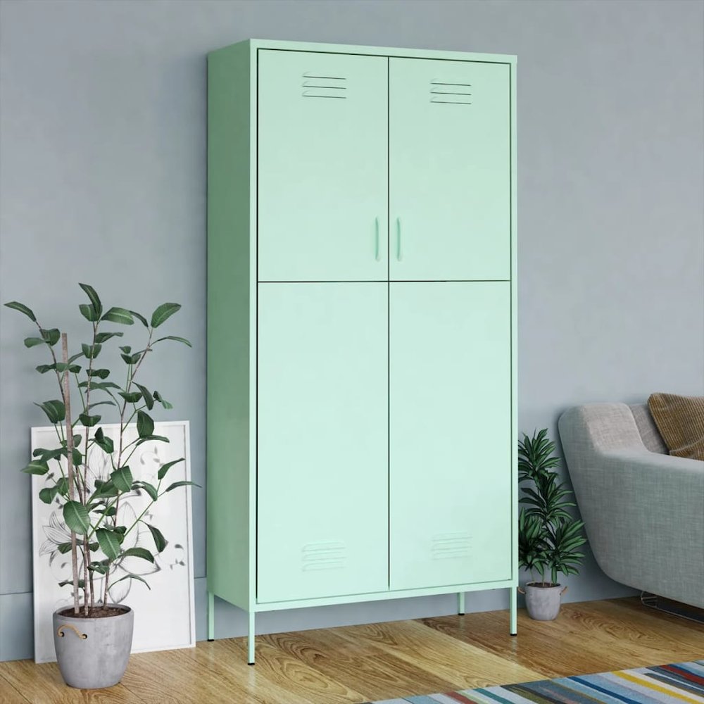 Wardrobe Mint Steel 35.4 x 19.7 x 70.9 in Modern Mint Wardrobe. Picture 1