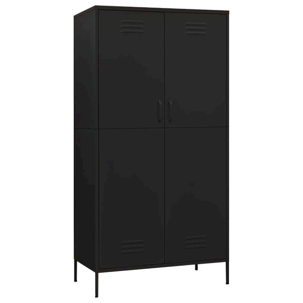 Wardrobe Black Steel Large Wardrobe Rectangular Modern. Picture 2
