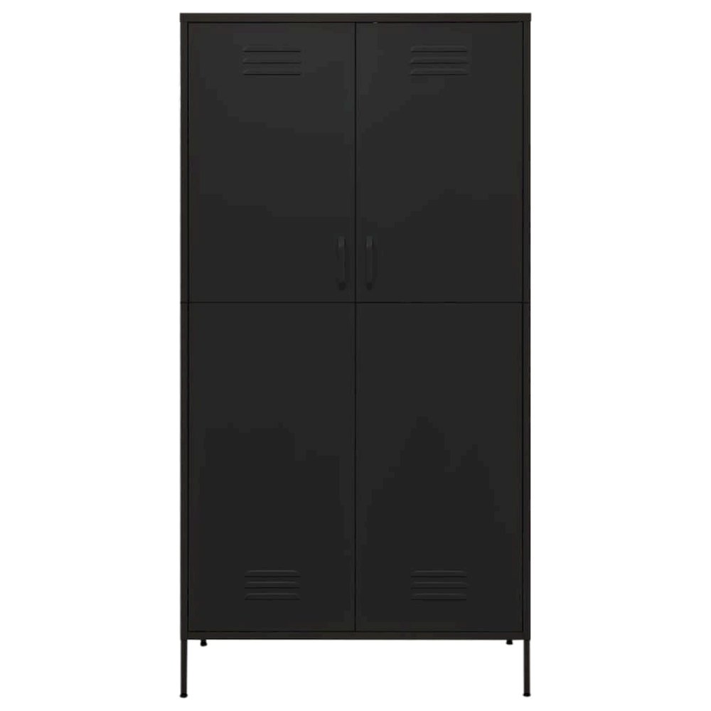 Wardrobe Black Steel Large Wardrobe Rectangular Modern. Picture 3