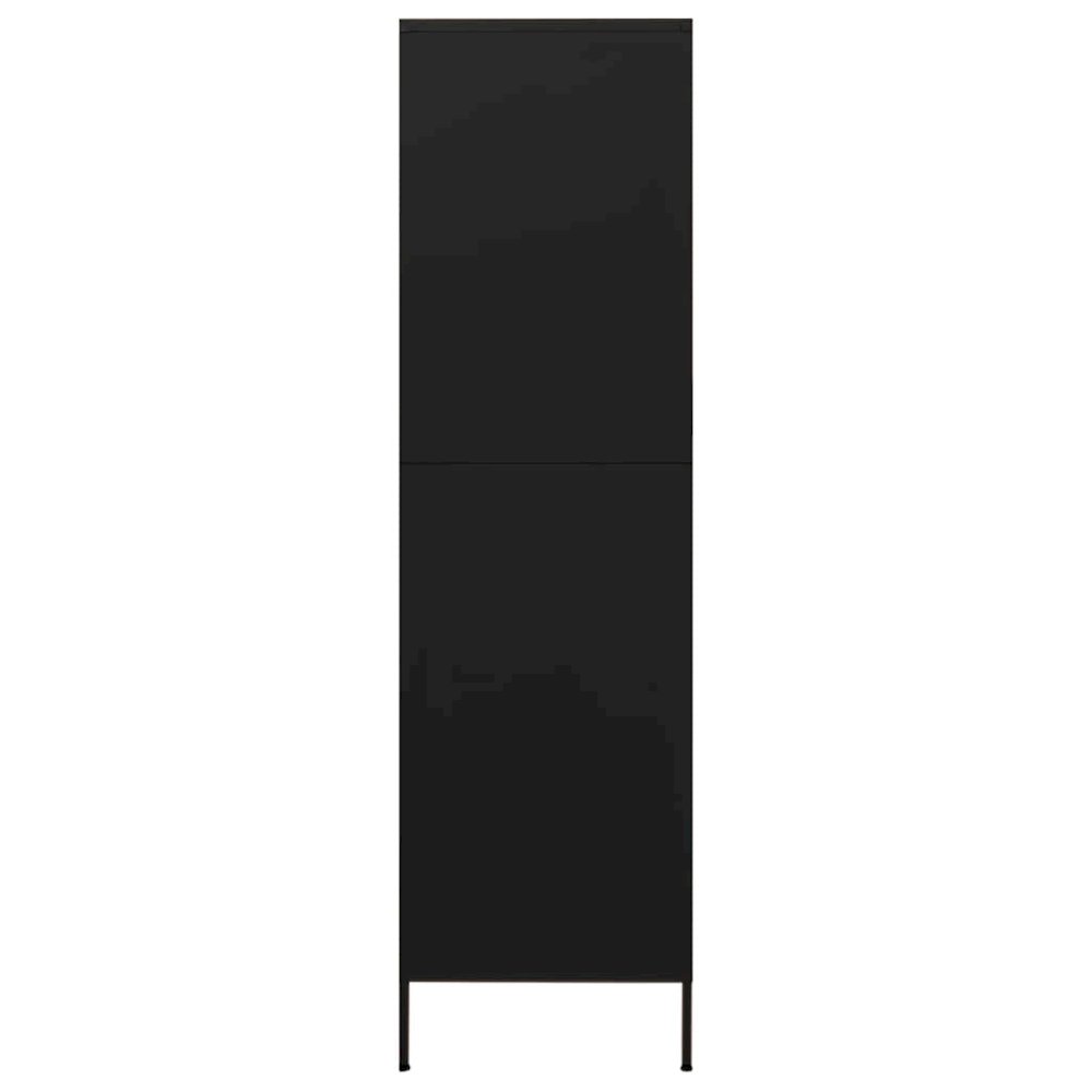 Wardrobe Black Steel Large Wardrobe Rectangular Modern. Picture 4