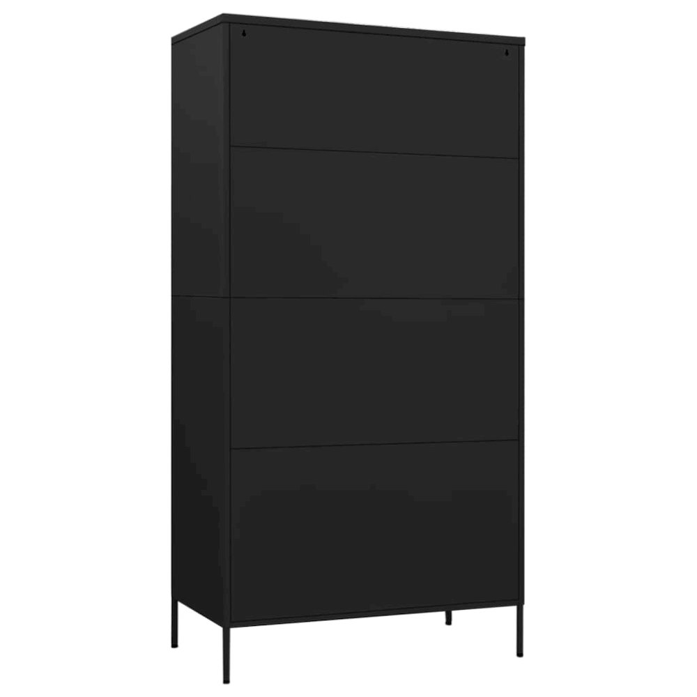 Wardrobe Black Steel Large Wardrobe Rectangular Modern. Picture 5
