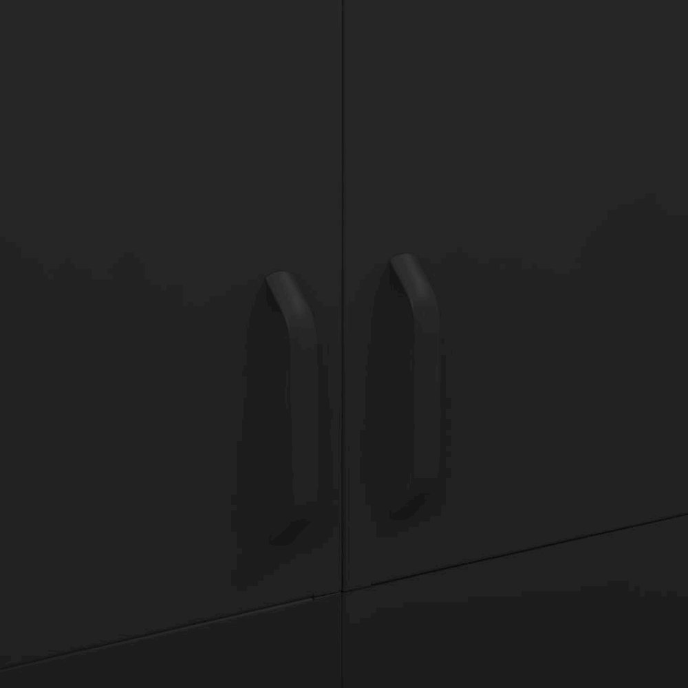 Wardrobe Black Steel Large Wardrobe Rectangular Modern. Picture 7