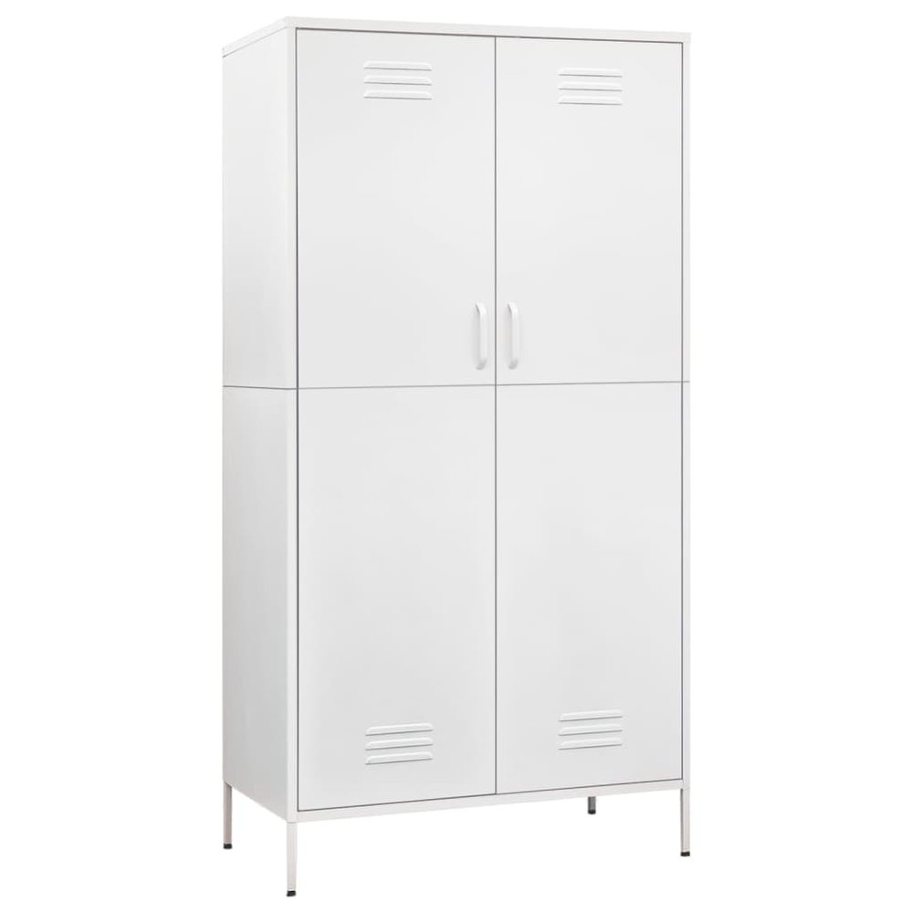 Wardrobe White Steel Medium Height-Adjustable Shelves Wardrobe. Picture 2