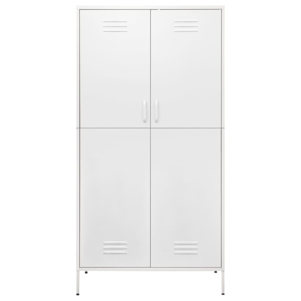 Wardrobe White Steel Medium Height-Adjustable Shelves Wardrobe. Picture 3