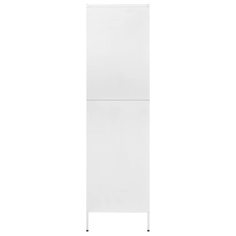 Wardrobe White Steel Medium Height-Adjustable Shelves Wardrobe. Picture 4
