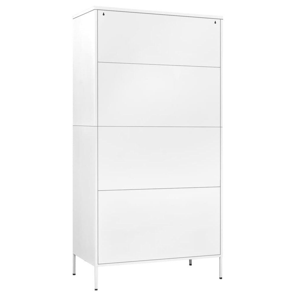 Wardrobe White Steel Medium Height-Adjustable Shelves Wardrobe. Picture 5