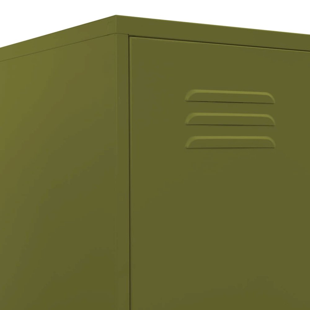 Locker Cabinet Olive Green Steel 70.9 in x 18.1 in x 13.8 in. Picture 8